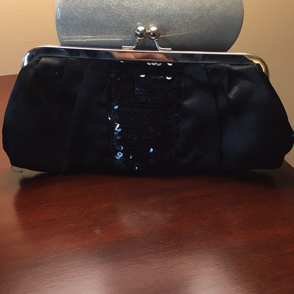 La Regale Black Satin Clutch